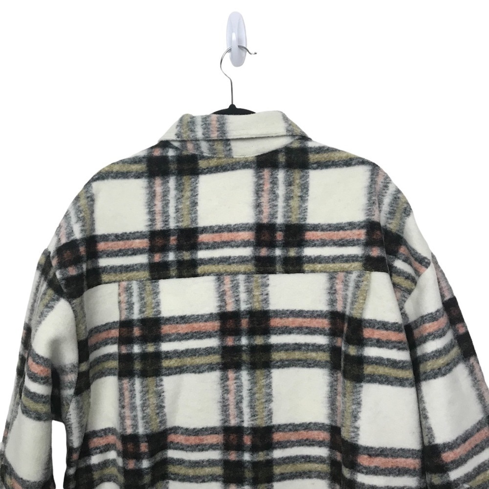 Button Front Patch Pocket Plaid Shacket Overcoat NWT Small - Picture 5 of 16